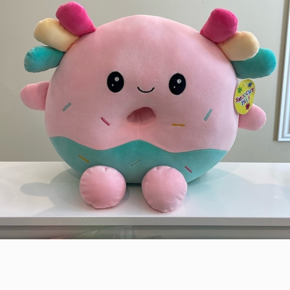 NWT 14” Smoochy Pals Axolotl Donut with Sprinkles Plush by Linzy Toys